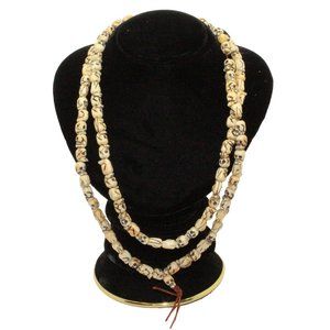 Skull Head Face Bone Color Resin Beads Rosary Praying Necklace ws225